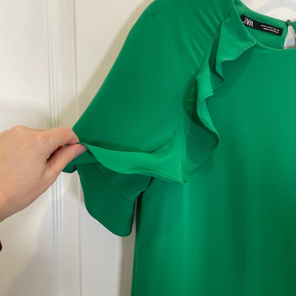 Zara Green Ruffle Mini Dress - Picture 3 of 5